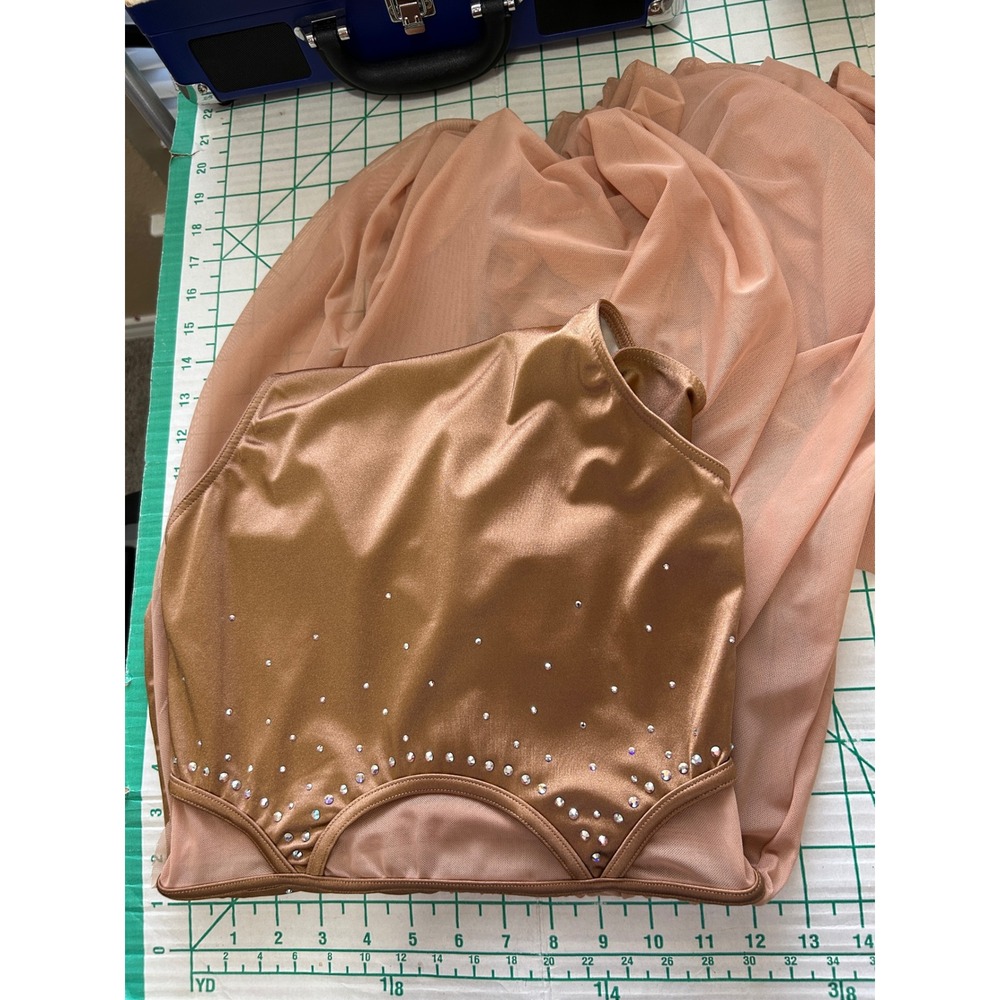 Weissman Bronze Rhinestone Lyrical Dance Costume Mesh Skirt MA Medium Adult - Picture 11 of 15